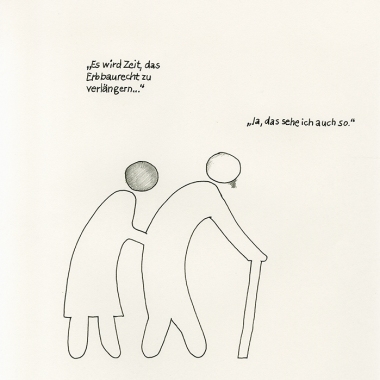 Daniela Brahm "2077 – it´s time to extend the heritable building right contract. Yes, I agree." 2013 ink and pencil on paper, 29.7 x 21 cm