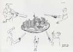 Daniela Brahm "Die Stadt-Pizza, jeder ein Stück / The City Pizza – one slice for everyone" 2015 ink and pencil on paper, 29.7 x 42 cm